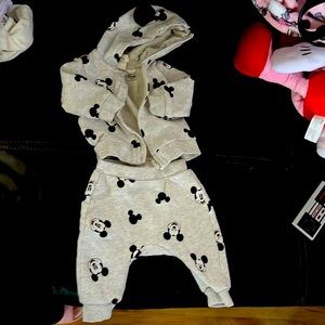 H&M baby Mickey mouse sweatpants and hooded sweat jacket . size 3 months
